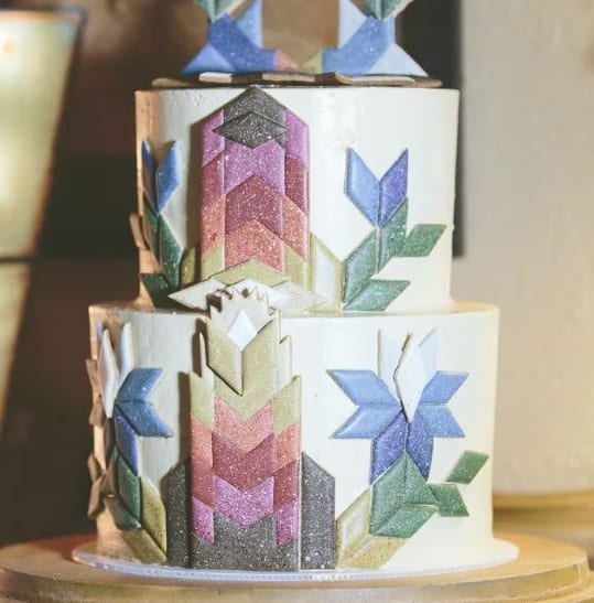 tartas de bodas con detalles geometricos