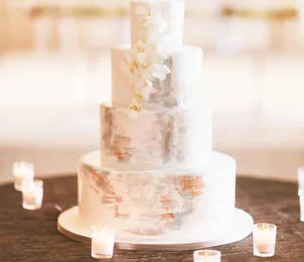 sombreado metalico en tartas de bodas